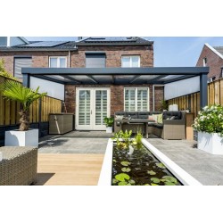 DP – SÉRIE 200.16 – Pergola alu adossée ultra robuste – Portée 6m sur 2 poteaux 2
